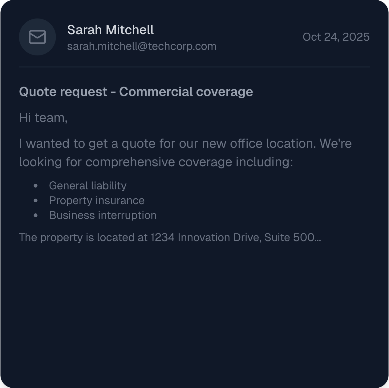 Email inbox interface